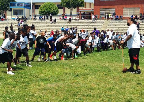 Donald Penn running drills at camp